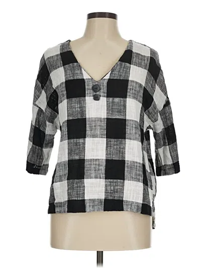 Pre-owned Zara Basic 3/4 Sleeve Blouse In Black