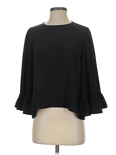 Pre-owned Zara Basic 3/4 Sleeve Blouse In Black