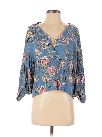 Pre-owned Zara Basic 3/4 Sleeve Blouse In Blue