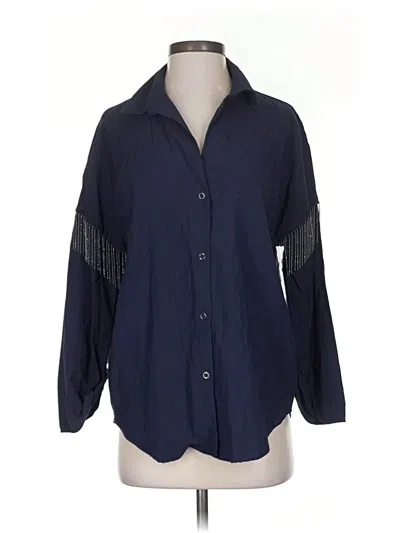 Pre-owned Zara Basic 3/4 Sleeve Blouse In Blue