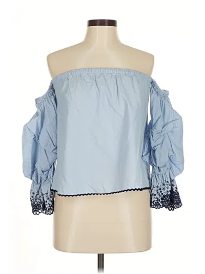 Pre-owned Zara Basic 3/4 Sleeve Blouse In Blue