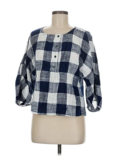 Pre-owned Zara Basic 3/4 Sleeve Blouse In Blue