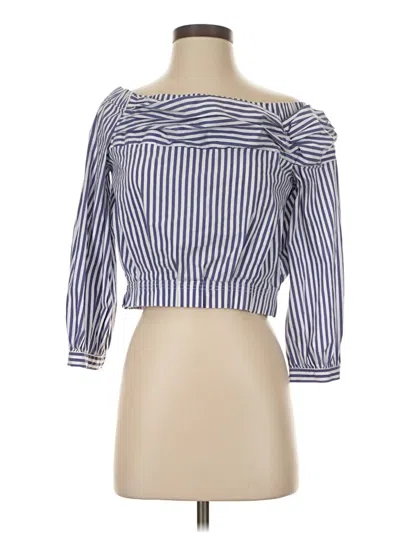 Pre-owned Zara Basic 3/4 Sleeve Blouse In Blue