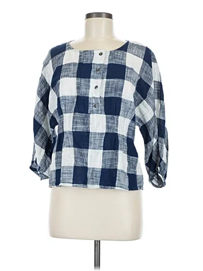 Pre-owned Zara Basic 3/4 Sleeve Blouse In Blue