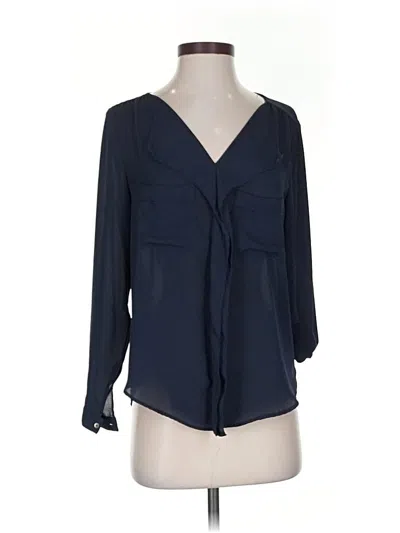 Pre-owned Zara Basic 3/4 Sleeve Blouse In Blue