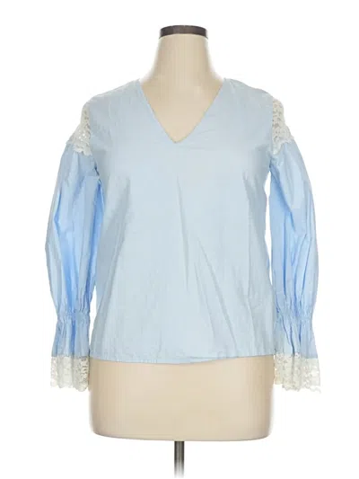 Pre-owned Zara Basic 3/4 Sleeve Blouse In Blue