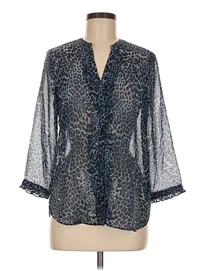 Pre-owned Zara Basic 3/4 Sleeve Blouse In Blue