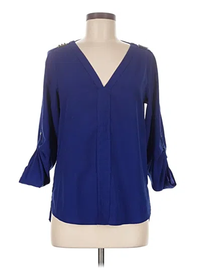 Pre-owned Zara Basic 3/4 Sleeve Blouse In Blue