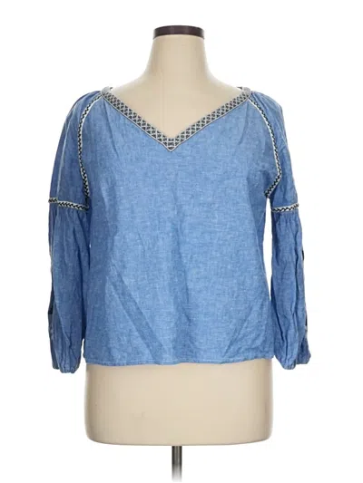 Pre-owned Zara Basic 3/4 Sleeve Blouse In Blue