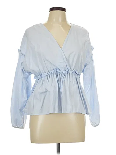 Pre-owned Zara Basic 3/4 Sleeve Blouse In Blue