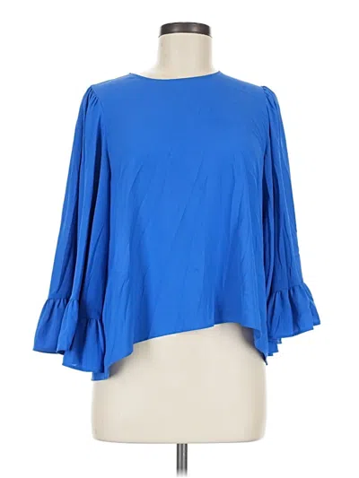 Pre-owned Zara Basic 3/4 Sleeve Blouse In Blue