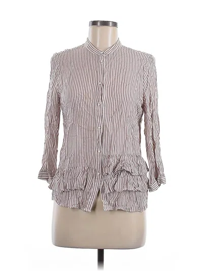Pre-owned Zara Basic 3/4 Sleeve Blouse In Brown