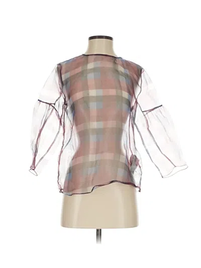 Pre-owned Zara Basic 3/4 Sleeve Blouse In Brown