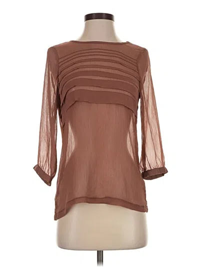 Pre-owned Zara Basic 3/4 Sleeve Blouse In Brown