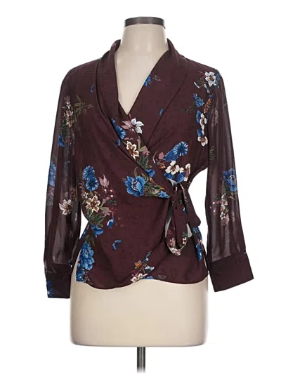 Pre-owned Zara Basic 3/4 Sleeve Blouse In Brown