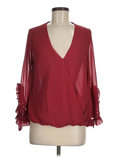 Pre-owned Zara Basic 3/4 Sleeve Blouse In Burgundy