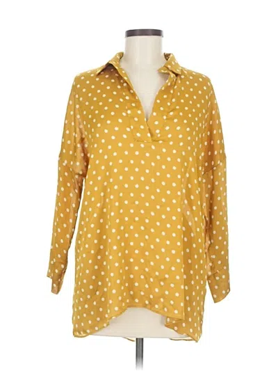 Pre-owned Zara Basic 3/4 Sleeve Blouse In Gold