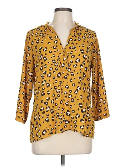 Pre-owned Zara Basic 3/4 Sleeve Blouse In Gold