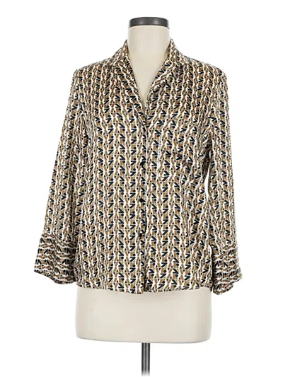 Pre-owned Zara Basic 3/4 Sleeve Blouse In Gold