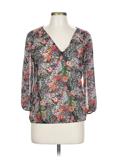 Pre-owned Zara Basic 3/4 Sleeve Blouse In Gray