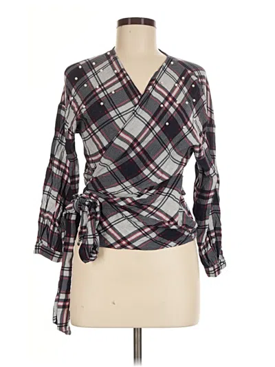 Pre-owned Zara Basic 3/4 Sleeve Blouse In Gray