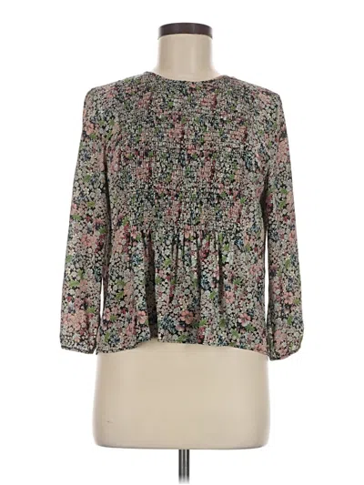 Pre-owned Zara Basic 3/4 Sleeve Blouse In Green