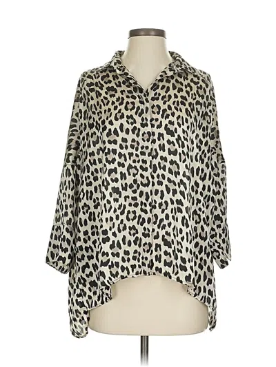 Pre-owned Zara Basic 3/4 Sleeve Blouse In Ivory