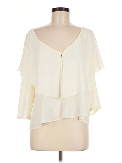 Pre-owned Zara Basic 3/4 Sleeve Blouse In Ivory