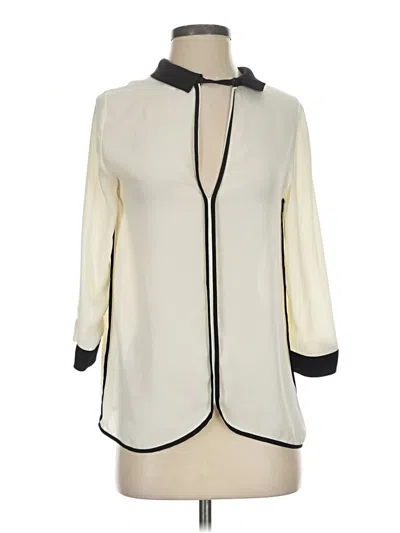 Pre-owned Zara Basic 3/4 Sleeve Blouse In Ivory