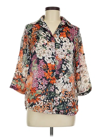 Pre-owned Zara Basic 3/4 Sleeve Blouse In Orange