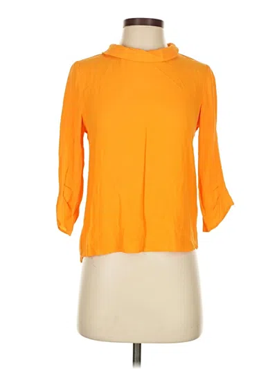 Pre-owned Zara Basic 3/4 Sleeve Blouse In Orange