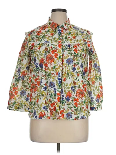 Pre-owned Zara Basic 3/4 Sleeve Blouse In Orange
