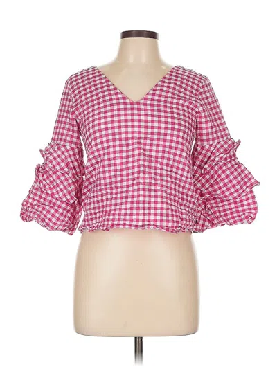 Pre-owned Zara Basic 3/4 Sleeve Blouse In Pink