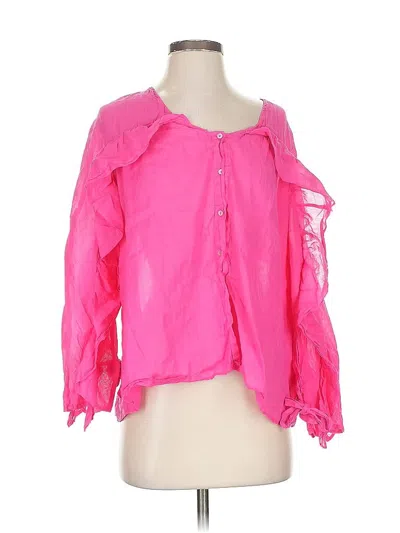 Pre-owned Zara Basic 3/4 Sleeve Blouse In Pink