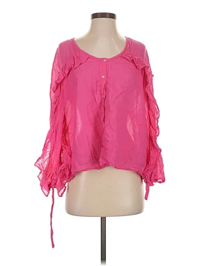 Pre-owned Zara Basic 3/4 Sleeve Blouse In Pink