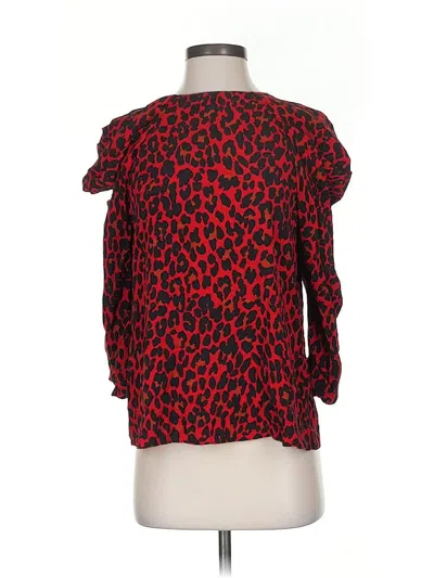 Pre-owned Zara Basic 3/4 Sleeve Blouse In Red