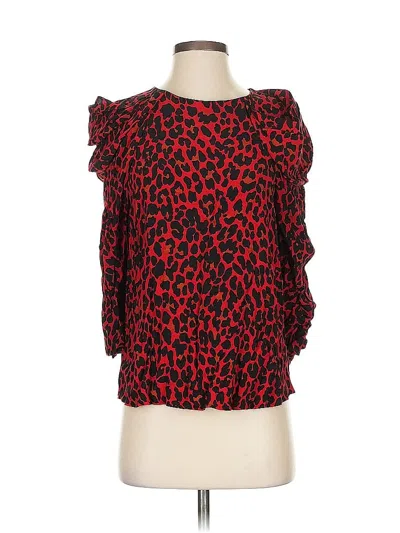 Pre-owned Zara Basic 3/4 Sleeve Blouse In Red