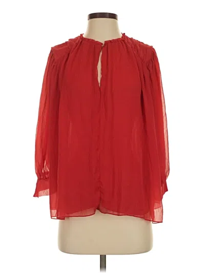 Pre-owned Zara Basic 3/4 Sleeve Blouse In Red