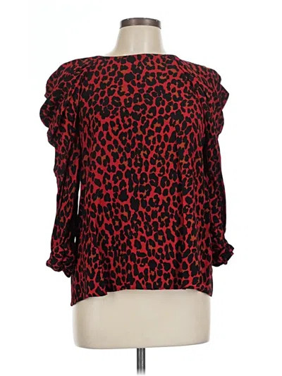 Pre-owned Zara Basic 3/4 Sleeve Blouse In Red