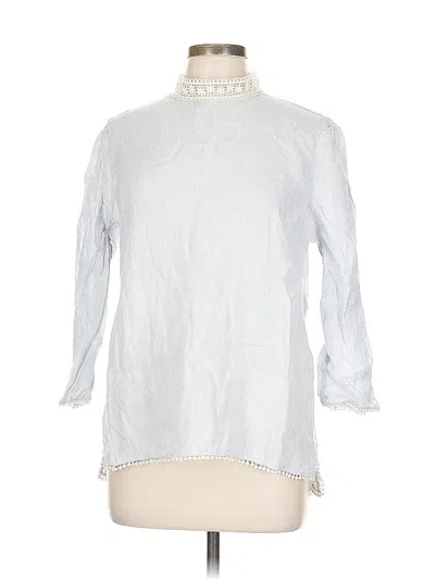 Pre-owned Zara Basic 3/4 Sleeve Blouse In Silver
