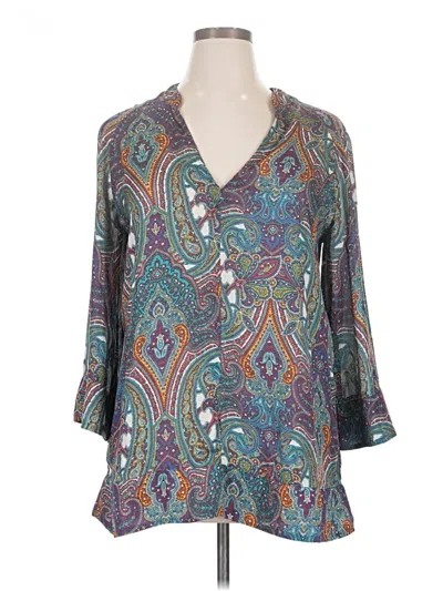 Pre-owned Zara Basic 3/4 Sleeve Blouse In Teal