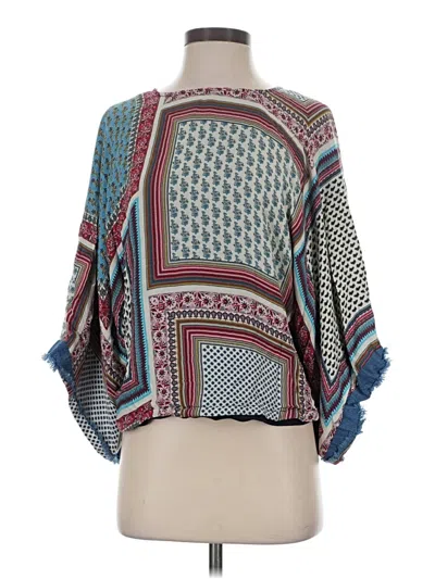 Pre-owned Zara Basic 3/4 Sleeve Blouse In Teal
