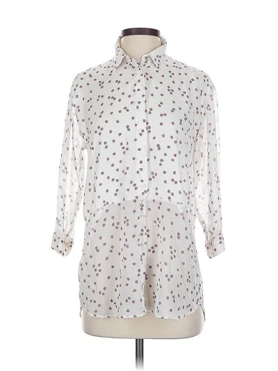 Pre-owned Zara Basic 3/4 Sleeve Blouse In White