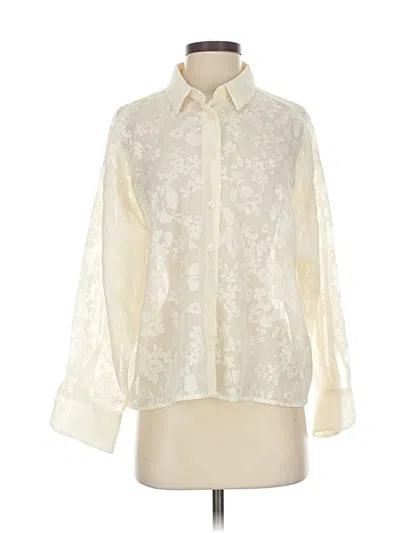 Pre-owned Zara Basic 3/4 Sleeve Blouse In White