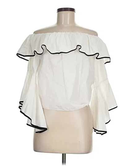 Pre-owned Zara Basic 3/4 Sleeve Blouse In White