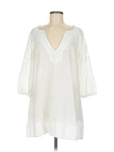 Pre-owned Zara Basic 3/4 Sleeve Blouse In White