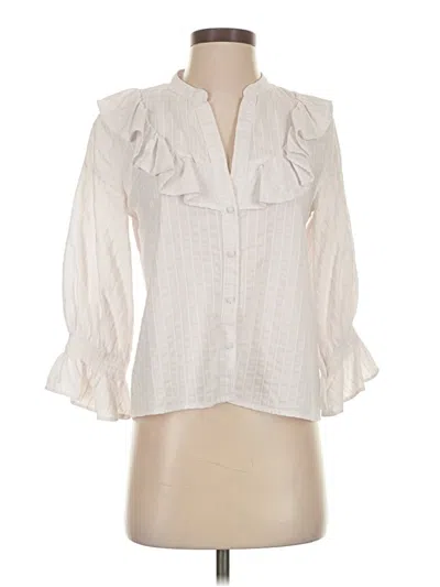 Pre-owned Zara Basic 3/4 Sleeve Blouse In White