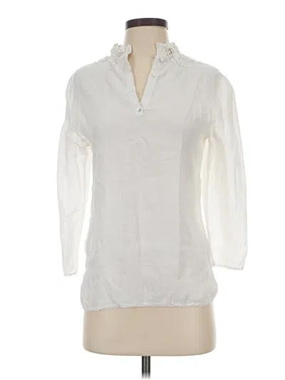 Pre-owned Zara Basic 3/4 Sleeve Blouse In White