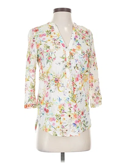 Pre-owned Zara Basic 3/4 Sleeve Blouse In White