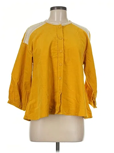 Pre-owned Zara Basic 3/4 Sleeve Blouse In Yellow